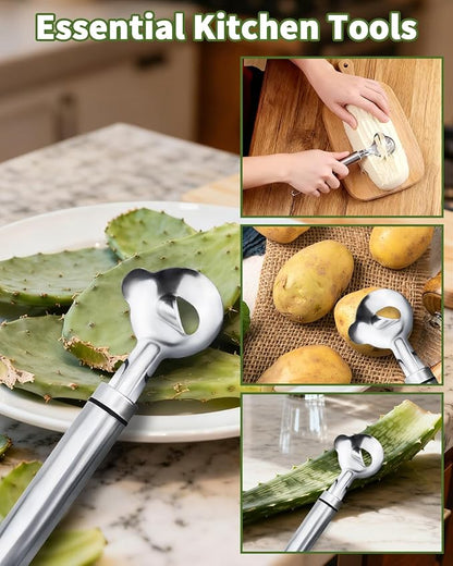 Cactus Peeler Tool, Cactus Peeler Spoon, Long Handle Knife with Hole, Kitchen Gadget Accessories