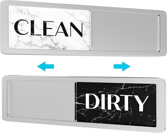 Dishwasher Magnet Clean Dirty Sign, Clean Dirty Magnet for Dishwasher, Modern Kitchen Decor, Magnetic Dish Washer Sign Indicator, Sliding Rustic Dish Washer Signs, Marble Black & White Granite