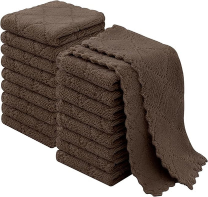 Homaxy 18 Pack Kitchen Cloths Dish Towels (7" x 9", Brown), Super Soft and Absorbent Coral Velvet Dishcloths, Fast Drying No Lint Microfiber Cleaning Cloth