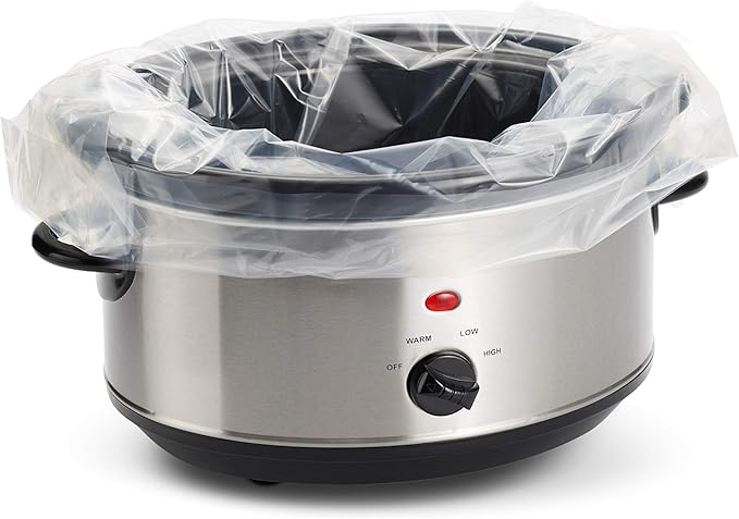 PanSaver EZ Clean Slow Cooker Liners - Disposable Liners & Bags for Instant Cleanup with No Scrubbing - Fits slow cookers and 9x13 pans, 25 Count