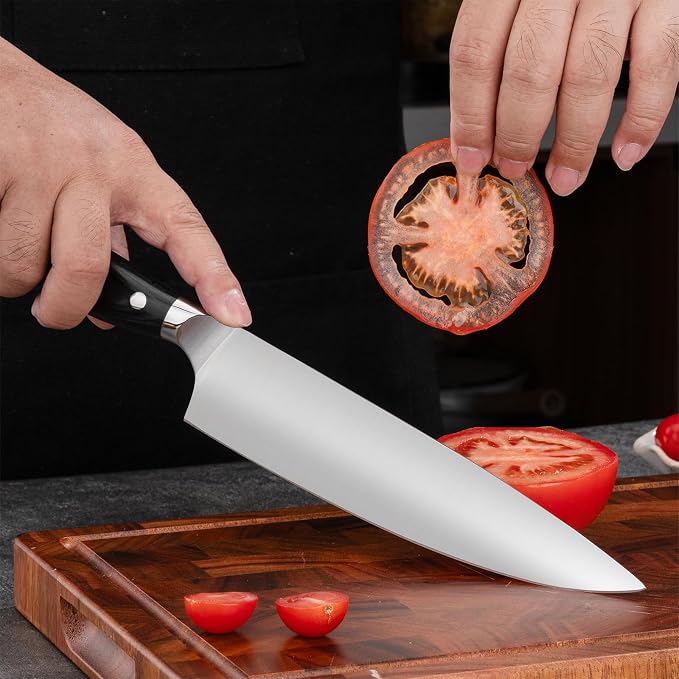 Chef Knife, 8-Inch High Carbon Stainless Steel Sharp Kitchen Knife with Ergonomic Handle, Professional Cooking Knife with Luxury Gift Box for Family & Restaurant
