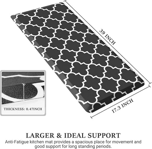 WISELIFE [Kitchen] [Mat] Cushioned Anti-Fatigue Rug, 17.3"x 39", Non Slip Waterproof, Heavy Duty PVC Ergonomic Comfort For Floor Home, Office, Sink, Laundry,Black