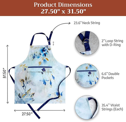 Maison d' Hermine 100% Cotton Apron for women with Pocket Kitchen Chef Apron for Men Cooking Spring Summer