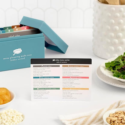 PPP Meal Planner 72 Recipe Cards (Sides Menu - Photo Edition) - Weekly Menu Planner | Sturdy Recipe Box | 12 Reusable Grocery Lists | 5 Blank Recipe Cards | Recipe Card Protector | Recipe Ideas