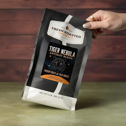 Fresh Roasted Coffee, Tiger Nebula Whole Bean Coffee, Medium Roast, Kosher, 2 lb (32 oz)
