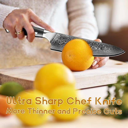 Chef Knife 8 inch -Japanese VG10 Steel 67 Layer Damascus Chef Knife-Razor Sharp Kitchen Knife Ergonomic G10 Handle with Sheath