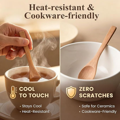 HANSGO Small Wooden Spoons, 6PCS Wooden Spoons for Eating Honey Coffee Tea Jam Bath Salts, 6 Inches