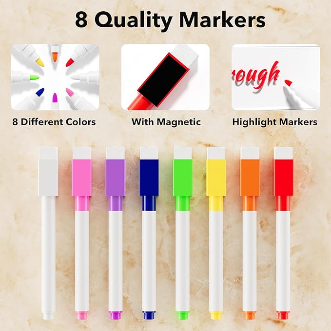 Neatsure Acrylic Magnetic Dry Erase Board for Fridge, Clear Whiteboard for Refrigerator, Notepad Memo to Do/Grocery List White Board, w/ 8 Colors Markers, 15"x11"