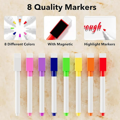 Neatsure Acrylic Magnetic Dry Erase Board for Fridge, Clear Whiteboard for Refrigerator, Notepad Memo to Do/Grocery List White Board, w/ 8 Colors Markers, 15"x11"