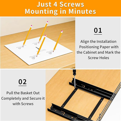 RCHYFEED Pull Out Spice Rack Organizer for Cabinet,Slide out Spice Organization for Inside Cabinets,Heavy Duty Seasoning Organizer Fits Kitchen and Pantry,Sauces,Canned (10.5''Wx10.5''Dx2.5''H)