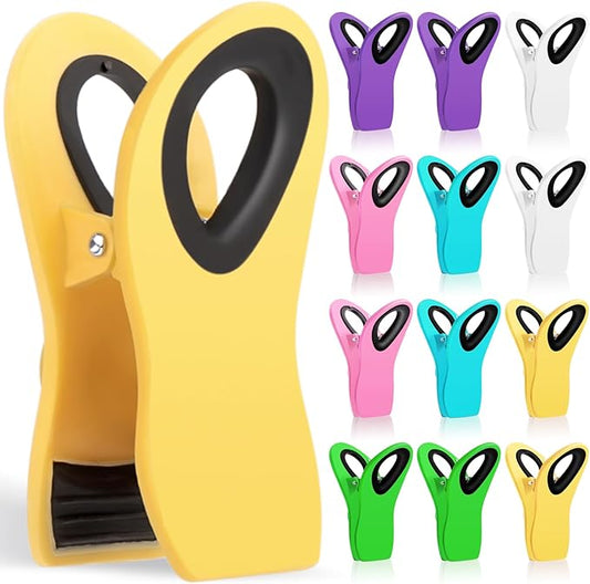Jetmore 12 Pack Chip Clips Bag Clips, Office Paper Clamps, Magnetic Food Clip for Bread Bag, Refrigerator, Snack, Kitchen, Office, Packages, Colorful Plastic Clip Heavy Duty