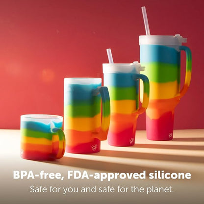 Silipint 16oz Silicone Coffee Mug – Unbreakable Dishwasher Safe Microwave Oven & Freezer Compatible Travel Mug – Non-Toxic Reusable Cup for Hot Coffee Tea or Cold Drinks (Prism) Pack of 1