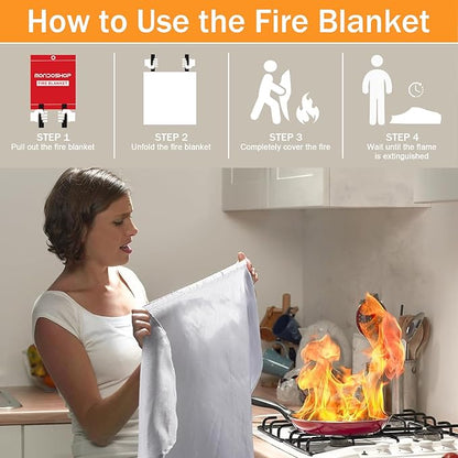 Mondoshop Emergency Fire Blanket for Camping Grill Fire Retardant Blanket for Home Kitchen - Fireproof Blanket for Picnic, Grill, Car, Office, Warehouse, School, Fireplace