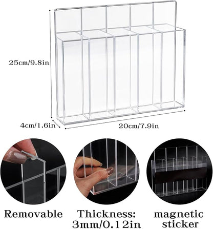 Acrylic Straw Holder for Cabinet Door, Magnetic Cabinet Door Straw Door with Removable Partitions Clear Reusable Straw Organizer Storage for Fridge Cabinet Kitchen Bar