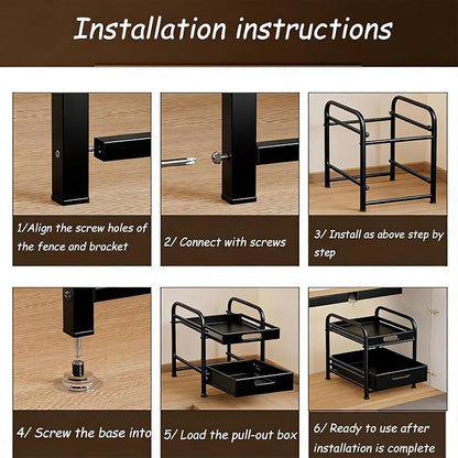 2 Tier Pull-out Storage Organizer, Slide Out Kitchen Cabinet Storage Sliding Shelves, Under Sink Organizers Drawer, Multi-Purpose Storage Rack for Kitchen Pantry, Bathroom Countertop Storage (Black)