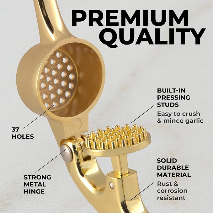 Zulay Kitchen Premium Garlic Press - Durable Garlic Masher with Soft, Easy to Squeeze Handle -