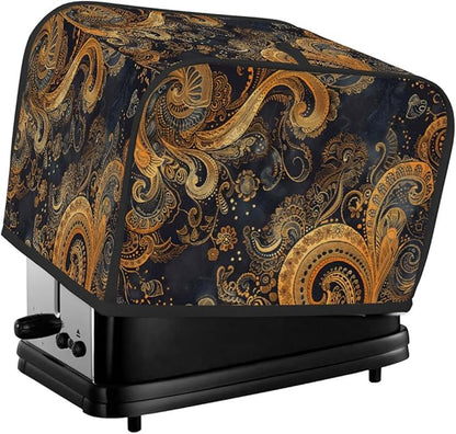 Ethnic Pretty Paisley Toaster Cover 2 Slice Wide Slot Washable Kitchen Appliance Covers Fingerprint Bread Machine Dust Cover Small Toaster Oven Accessories Covers Bread Maker Bag Women Gift