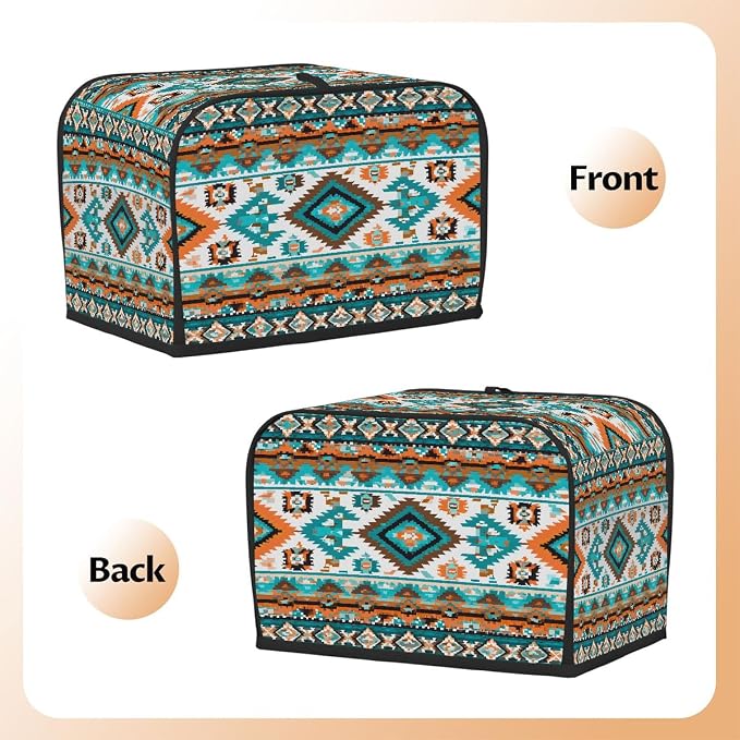 2 Slice Aztec Ethnic Colorful Toaster Cover Waterproof Dust Fingerprint Bread Machine Cover Washable Kitchen Appliance Protector For Home Kitchen Bakeware Table Decor Women Gifts