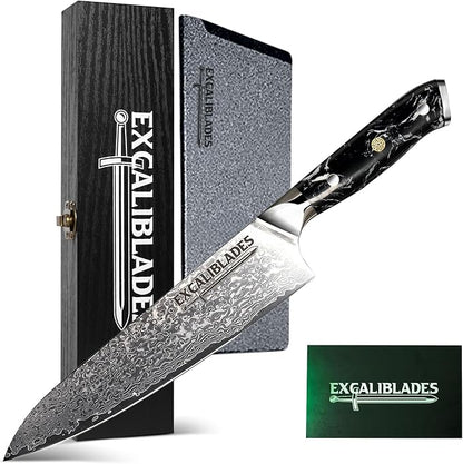 8” Chef Knife – VG10 Damascus Steel Kitchen Knife, Razor Sharp Professional Cooking Knife with Ergonomic G10 Handle, Luxury Gift Box & Sheath, Gift for Home Chefs