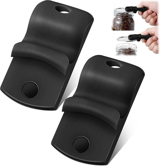 2 Pack Canning Jar Opener with Magnets, Mason Jar Opener For Canning Lids, Regular and Wide Mouth Lids, Powerful Magnet for Easy Refrigerator Storage, Releases Vacuum Seal– Patent Pending(Black)