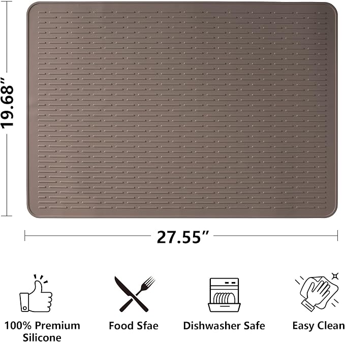 Stove Top Cover for Electric Stove- Range Covers for Electric Stove,Silicone XXL Dish Drying Mat, Glass Cooktop Covers, Flat RV Range top Mats (Coffee Thickened, 28"x20")