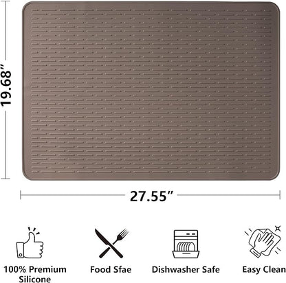 Stove Top Cover for Electric Stove- Range Covers for Electric Stove,Silicone XXL Dish Drying Mat, Glass Cooktop Covers, Flat RV Range top Mats (Coffee, 28"x20")
