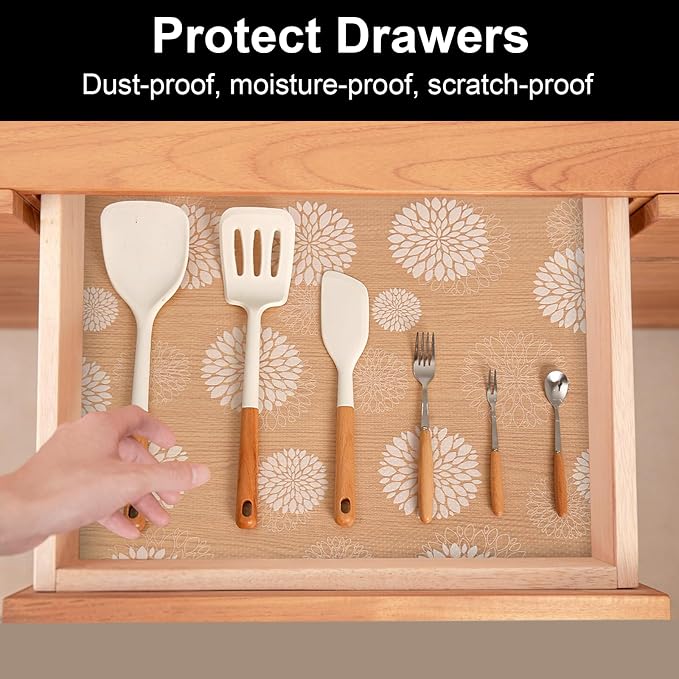 Cooyes Shelf and Drawer Liners for Kitchen Cabinets, Non Adhesive Cabinet Liner, EVA Waterproof Durable Non-Slip Drawer Mats for Shelves, Refrigerator, Storage, Desks（17.5" W x 78.7" L）