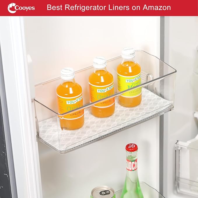 Cooyes Refrigerator Liners 17.7" x 360", Absorbent Strong Grip Fridge Mats Machine Washable, Non-Adhesive Refrigerator Shelf Liner for Fridge Bins & Kitchen Cabinets, Gray