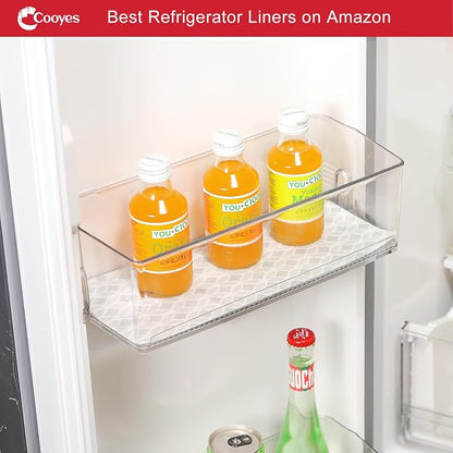 Cooyes 12 PCS Refrigerator Liners, 12" x 24" Non-Slip Fridge Liners Strong Absorbent Washable Non-Adhesive, Refrigerator Shelf Liners and Mats for Shelves, Drawers, Kitchen Cabinets(Gray Slate)
