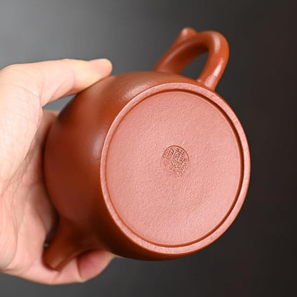 Premium Wrinkled Red Mud Full Handmade Jinglan Teapot 250cc 14 Holes Inner Push Craft By National Level Arts & Crafts Master