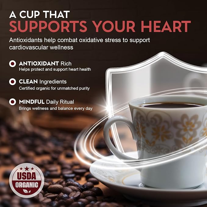Cardiology Coffee – Whole Bean Coffee – USDA Certified Organic, Mold Free 12oz Dark Roast Coffee Beans - Organic Barista-Style Beans with Antioxidant Benefits – Perfect for Heart Healthy Lifestyle