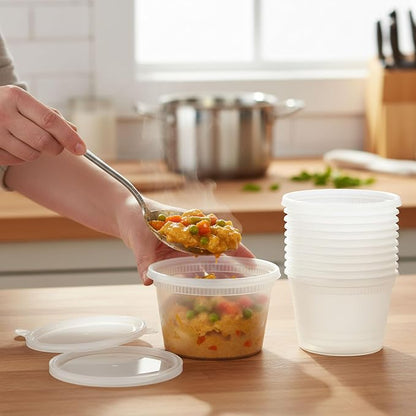 BluShine [36 Sets] 16 oz. Plastic Deli Food Storage Containers with Airtight Leak Proof Lids - Reusable -Microwave, Fridge, and Freezer Safe