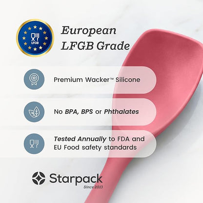 Starpack Stir and Serve Silicone Cooking Utensils Set (5-Piece, 11") - LFGB Non Toxic, 600°F Heat Resistant, BPA-Free - One-Piece Seamless, Dishwasher Safe - for Nonstick Cookware, Earthy Pink