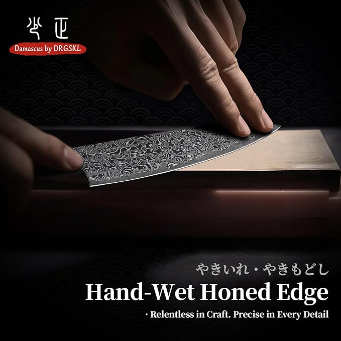 DRGSKL Damascus Kitchen Utility Knife - Japanese VG10 Small Chef Knife 6 inch - Japanese G10 Handle - Versatile Knives for Vegetable Fruit Meat - with Gift Box