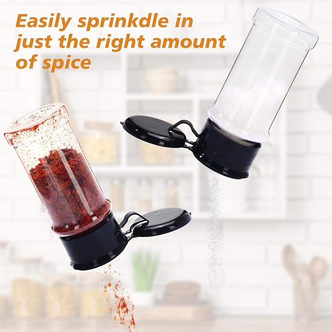 Amyhill 100 Pcs Plastic Spice Bottles Spice Jars with Black Cap Seasoning Jars Shaker 2 Oz/ 60ml Clear Bottle Containers with Shaker Lids for Storing Herbs and Seasoning Powders