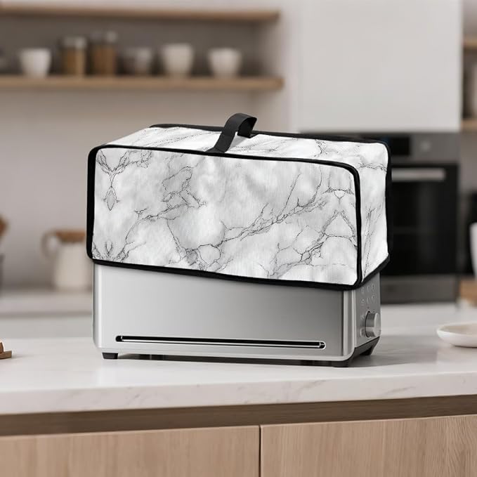 Slim 2 Slice Toaster Cover White Marble Cover for 2 Slice Slim Toaster, Water-Resistant Protective Dust Covers for Kitchen Appliances, Easy to Clean