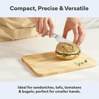 Misen Serrated Bread Knife - High-Carbon Japanese AUS8 Steel - Perfect for Soft Foods, Bread, Pastries, and Fruits - Verstatile Slicer, Razor-Sharp Edge, Durable Blade, Ergonomic Handle - 5", White