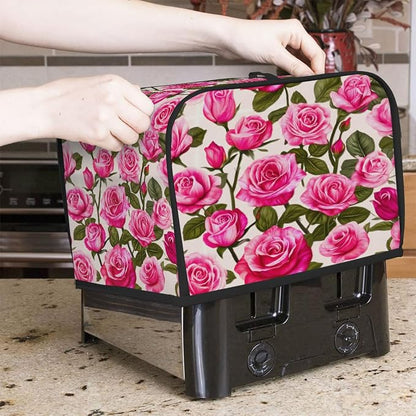 Rose Pink Toaster Cover 2 Slice Wide Slot Washable Toaster Covers | Retro Art Dust and Fingerprint Protection Bread Maker Covers for Kitchen Accessories Decor Bakeware Women Gift