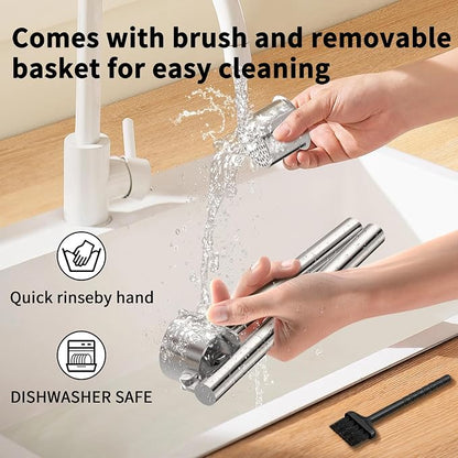 5-in-1 Stainless Steel Garlic Press Set with Jumbo Chamber & Mincer - Heavy Duty Rustproof Garlic Crusher with Ergonomic Handle, Dishwasher Safe, Easy Squeeze Design for Ginger, Nuts, Herbs