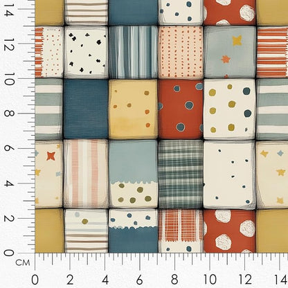 Robot Patchwork Cotton Fabric Panel – 6 Designs (10×10 inch Each) + Bonus Patchwork Sheet 29.5×19.6 inch, 100% Cotton 140 GSM, Made in Turkey