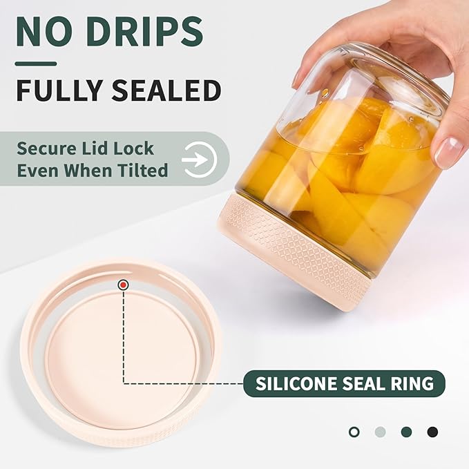 16 oz Mason Jars, Overnight Oats Containers with Lids for Yogurt, Glass Jar with Lid, Parfait Cups with Airtight Lids, Glass Jars for Overnight Oats, Storage, Food, Chia, Pudding, 6 Pack