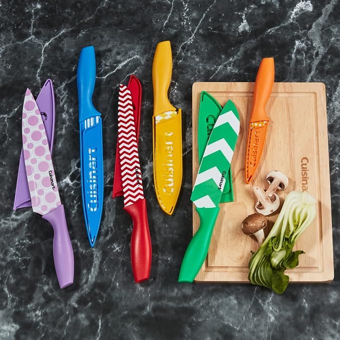 Cuisinart 12-Piece Printed Color Knife Set with Blade Guards, Multicolored