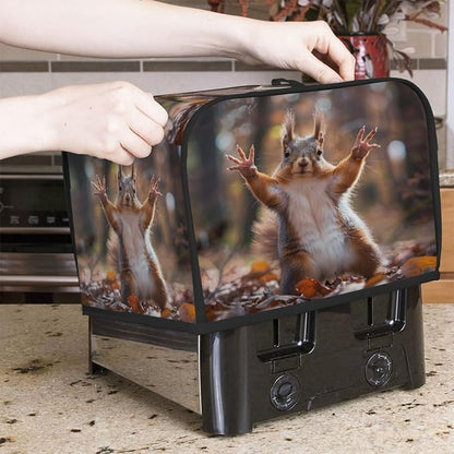 Animal Squirrel Toaster Cover 4 Slice Wide Slot Washable Toaster Covers | Funny Art Dust and Fingerprint Protection Bread Maker Covers for Kitchen Accessories Decor Bakeware Women Gift