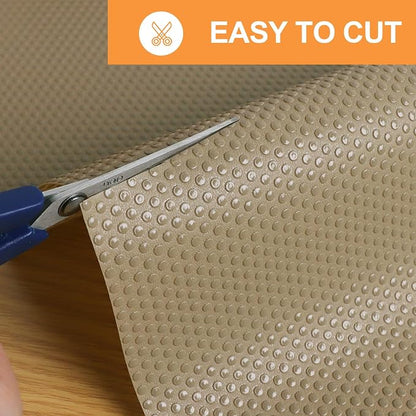 Cabinet Shelf Liner Waterproof Khaki - 22 Inch Wide Easy to Cut Under Sink Mat - Non-Adhesive Large Drawer Liner 22 x 300 in