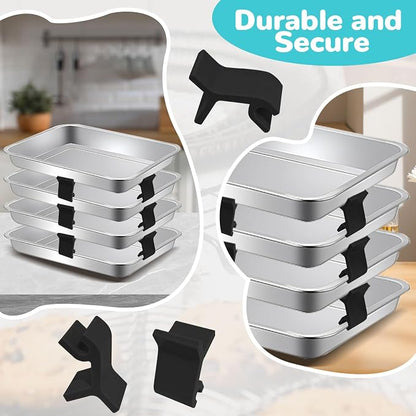 Baking Sheet Stackers,Meal Prep Baking Sheet And Dividers, Pan Separators For Stacking, Stackable Cooling Racks For Baking,Reusable Stacking Clips For Home Kitchen (16PCS-Black)