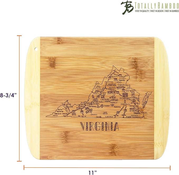 Totally Bamboo A Slice of Life Virginia State Serving and Cutting Board, 11" x 8.75"