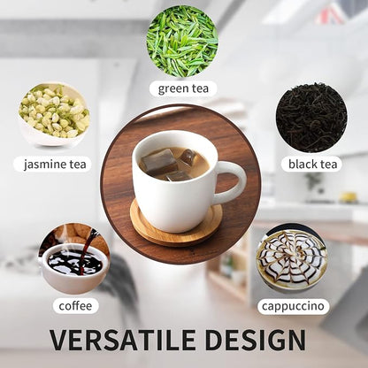 HASENSE 3 Ounce Espresso Cups and Saucers Set of 6, Demitasse Cups with Handle for Coffee Drinks, Latte, Cappuccino, Cafe Mocha and Tea, Porcelain Coffee Cups for Coffee Bar Home and Party, White