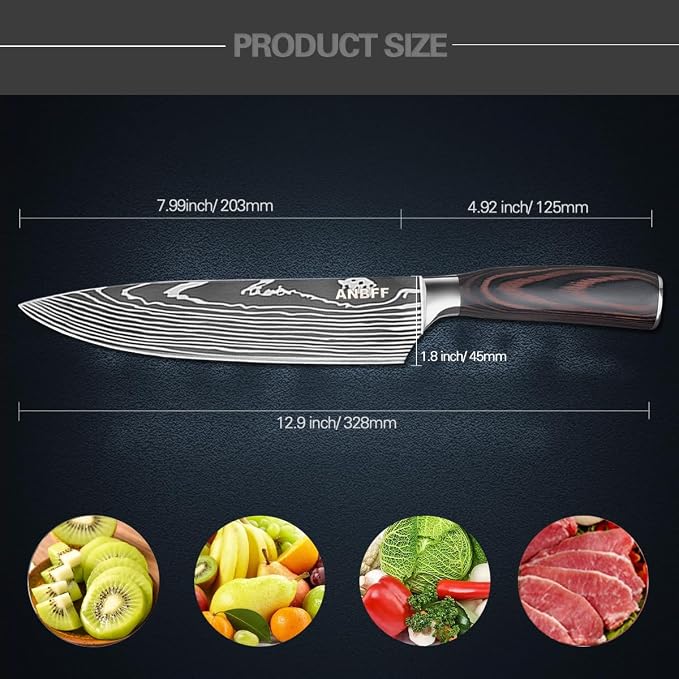 Chef Knife, 8 inch Professional Chef's Knives, Ultra Sharp Japanese Kitchen Knife, Forged High Carbon Stainless Steel Cooking knives with Ergonomic Handle and Gift Box