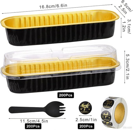 200Pack 6.8oz Mini Cake Pans with Lids Baking Cups Aluminum Foil Pans Tins, Individual Dessert Cups Containers for Sales,Party,Picnics