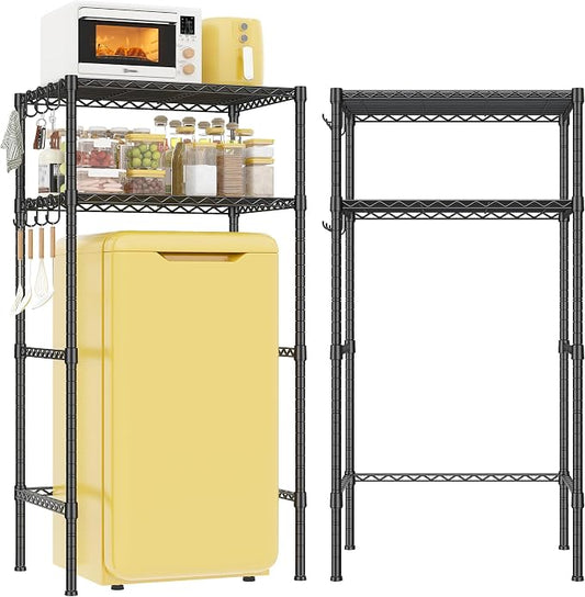 REIBII 2 Tier Mini Fridge Shelf with Storage for Dorm Adjustable Height Storage Shelves Metal Shelving Rack Mini Fridge and Microwave Stand for College Rooms Kitchen, Office, 52.36Hx18.1Dx26.38W